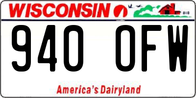WI license plate 940OFW