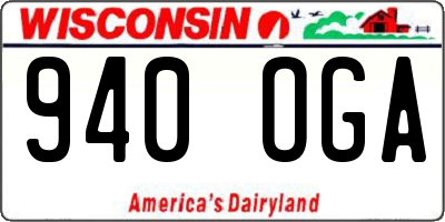 WI license plate 940OGA