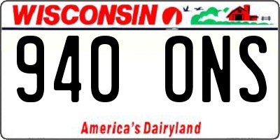 WI license plate 940ONS