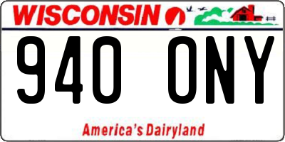 WI license plate 940ONY