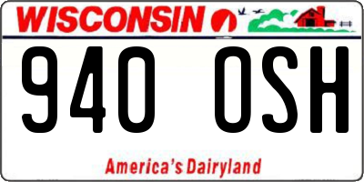 WI license plate 940OSH