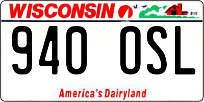 WI license plate 940OSL