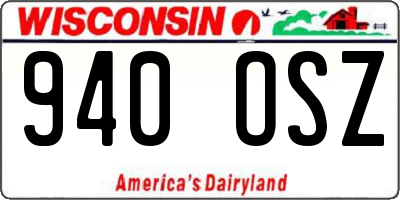 WI license plate 940OSZ