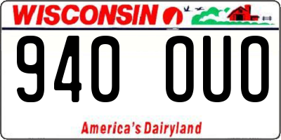 WI license plate 940OUO