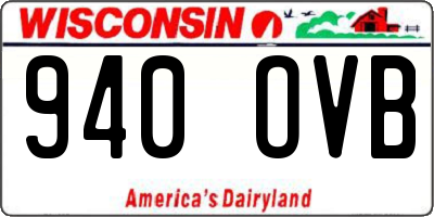 WI license plate 940OVB