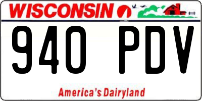 WI license plate 940PDV