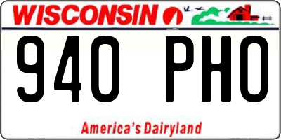 WI license plate 940PHO