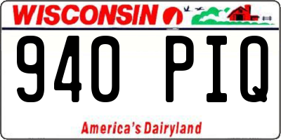 WI license plate 940PIQ