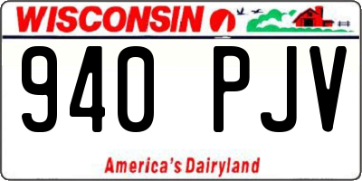 WI license plate 940PJV