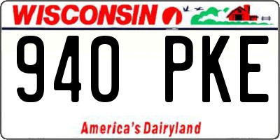 WI license plate 940PKE