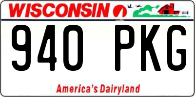 WI license plate 940PKG