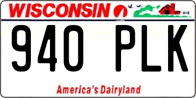 WI license plate 940PLK
