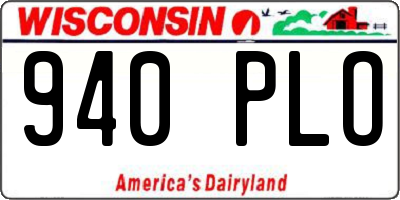 WI license plate 940PLO