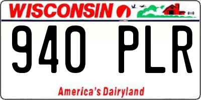 WI license plate 940PLR
