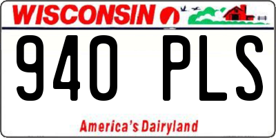 WI license plate 940PLS