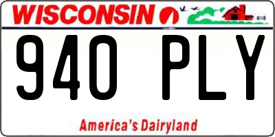 WI license plate 940PLY