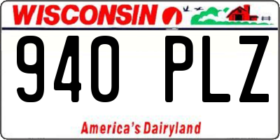 WI license plate 940PLZ
