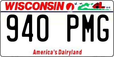 WI license plate 940PMG