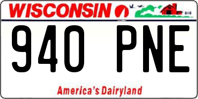 WI license plate 940PNE