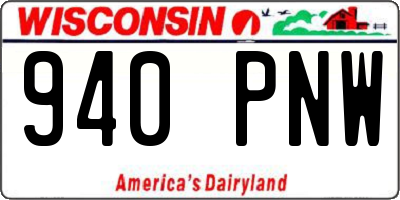 WI license plate 940PNW