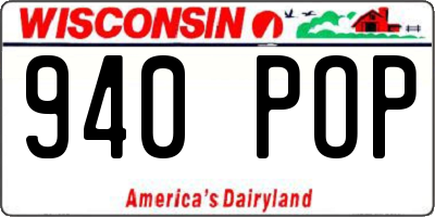 WI license plate 940POP