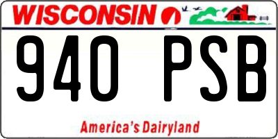 WI license plate 940PSB
