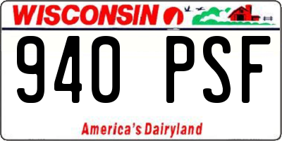 WI license plate 940PSF