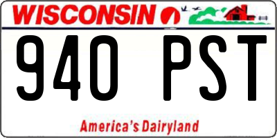 WI license plate 940PST