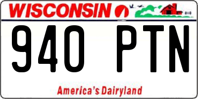 WI license plate 940PTN