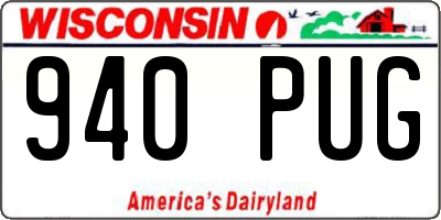 WI license plate 940PUG