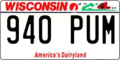 WI license plate 940PUM