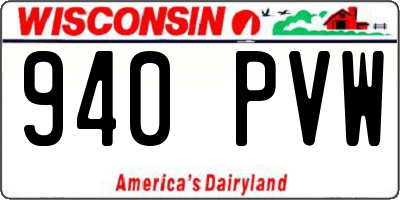 WI license plate 940PVW
