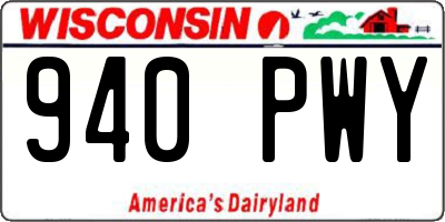WI license plate 940PWY