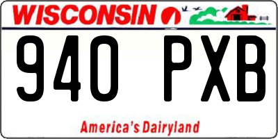 WI license plate 940PXB