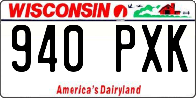 WI license plate 940PXK