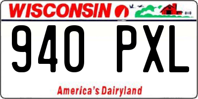 WI license plate 940PXL