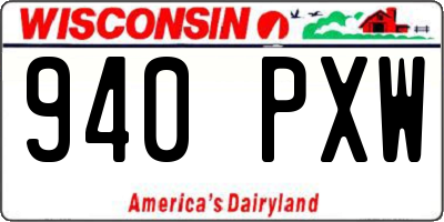 WI license plate 940PXW