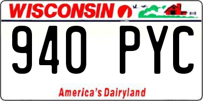 WI license plate 940PYC