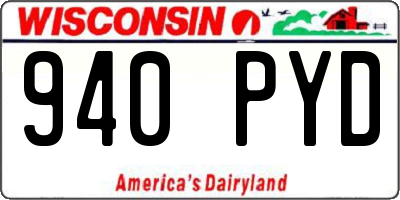 WI license plate 940PYD