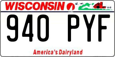 WI license plate 940PYF