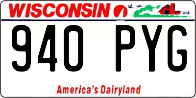 WI license plate 940PYG