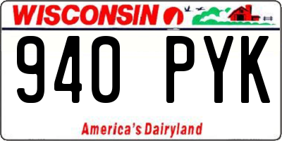 WI license plate 940PYK