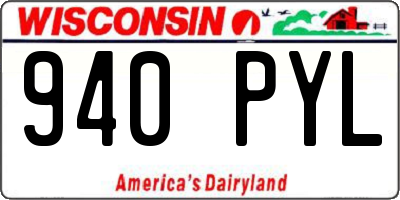 WI license plate 940PYL