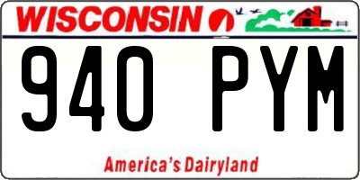 WI license plate 940PYM