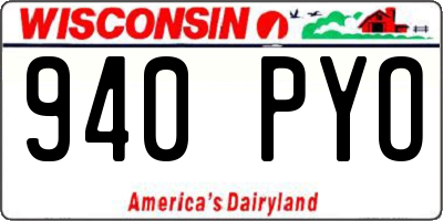 WI license plate 940PYO