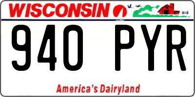 WI license plate 940PYR