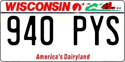 WI license plate 940PYS