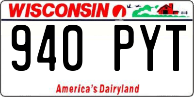 WI license plate 940PYT