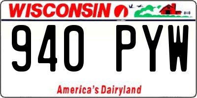WI license plate 940PYW