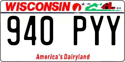 WI license plate 940PYY
